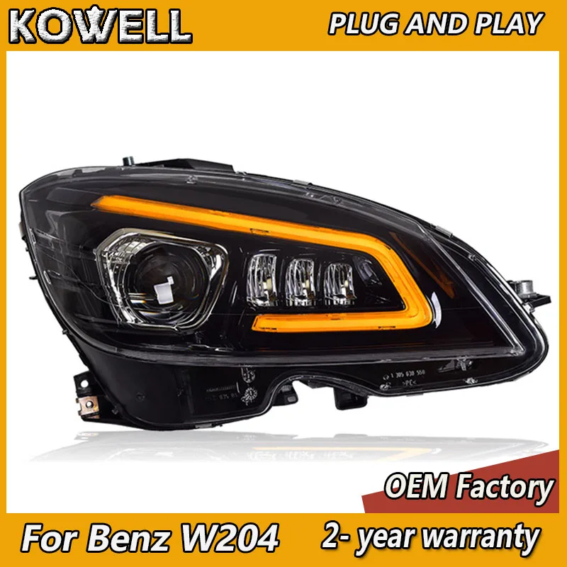 Car Styling for Benz W204 Headlight 2007-2011 Mercedes C Class Headlight C300 C200 C260 DRL Turn Signal Low High Beam Projector