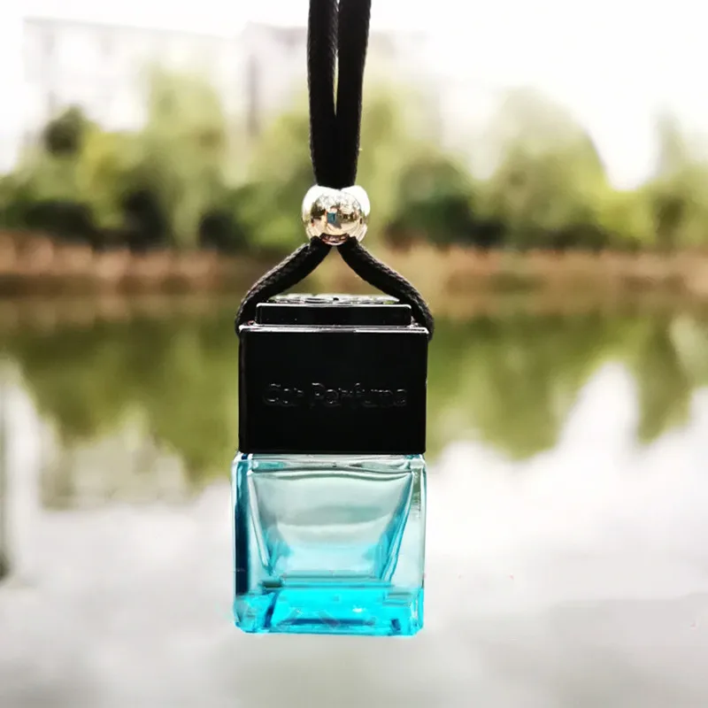 Wholesale 8ML New Car Hang Perfume Air Freshener Empty Packing Pendant Square Glass Bottle Auto Interior Trinket Gift