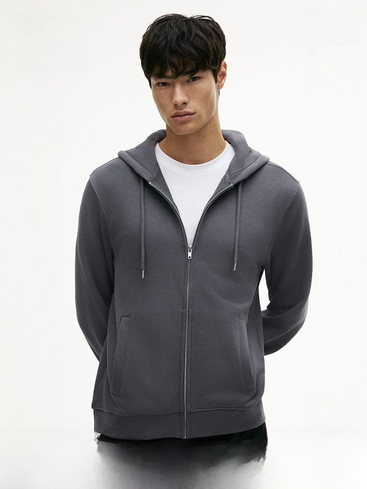 

Мужская толстовка на молнии H&M, стандартный крой, для повседневной носки, однотонная, весна-лето-осень, уличный стиль