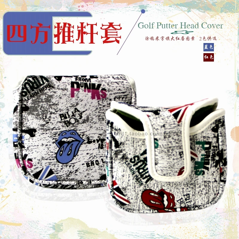 Fechamento magnético Golf Putter Cover, Graffiti Lychee Pattern, PU impermeável, Praça Putter Head Cover, 2 cores