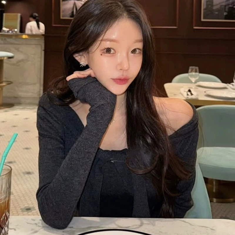 Spring Summer New Sle Dongda Gate Slim Fit Knitted irt with Belt ort Length Transparent Design Comfortable Breathable T...