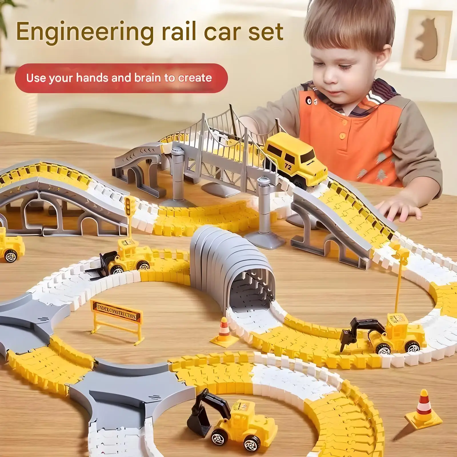 الأطفال الكهربائية السحرية مرنة لعبة المسار سيارة الهندسة سيارة أطفال ألعاب تعليمية قطار لعب للأطفال هدية عيد ميلاد