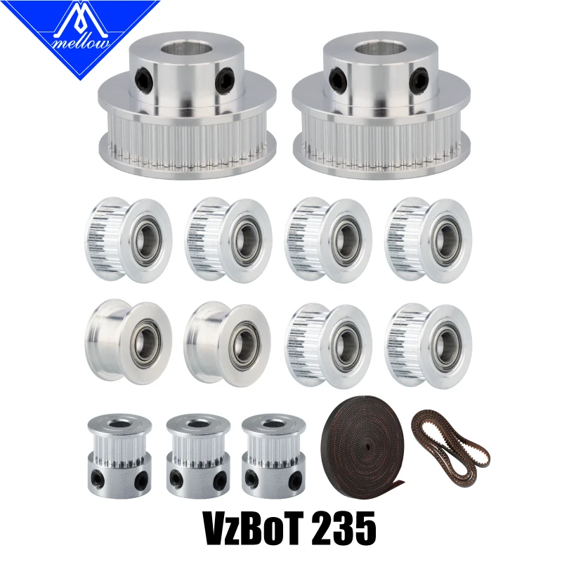 

Mellow 3D Printer VzBoT Vz235 GT2 Idler With 2GT Gates 6MM Belt Kit 20T Timing Pulley Bore 5mm 40T Bore 8mm 860MM Belt Loop