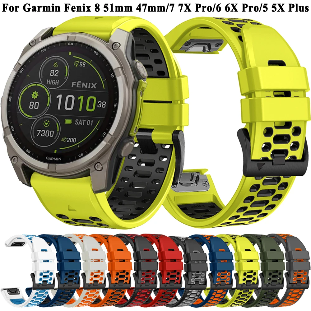 Silicone Strap for Garmin Fenix Watch Quick Release 22mm 26mm Compatible with Fenix 8 7X 7 pro Fenix 6 6X pro Fenix 5 5X plus