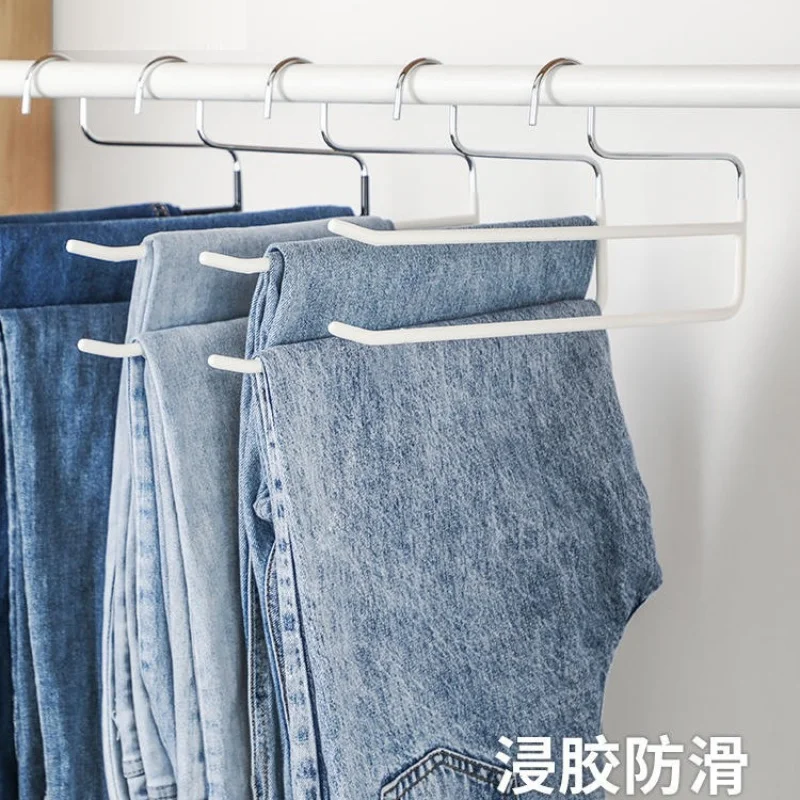 

5PCS PVC coated thick anti slip pants rack, bathroom double row anti slip towel rack, cabinet scarf tie storage rack