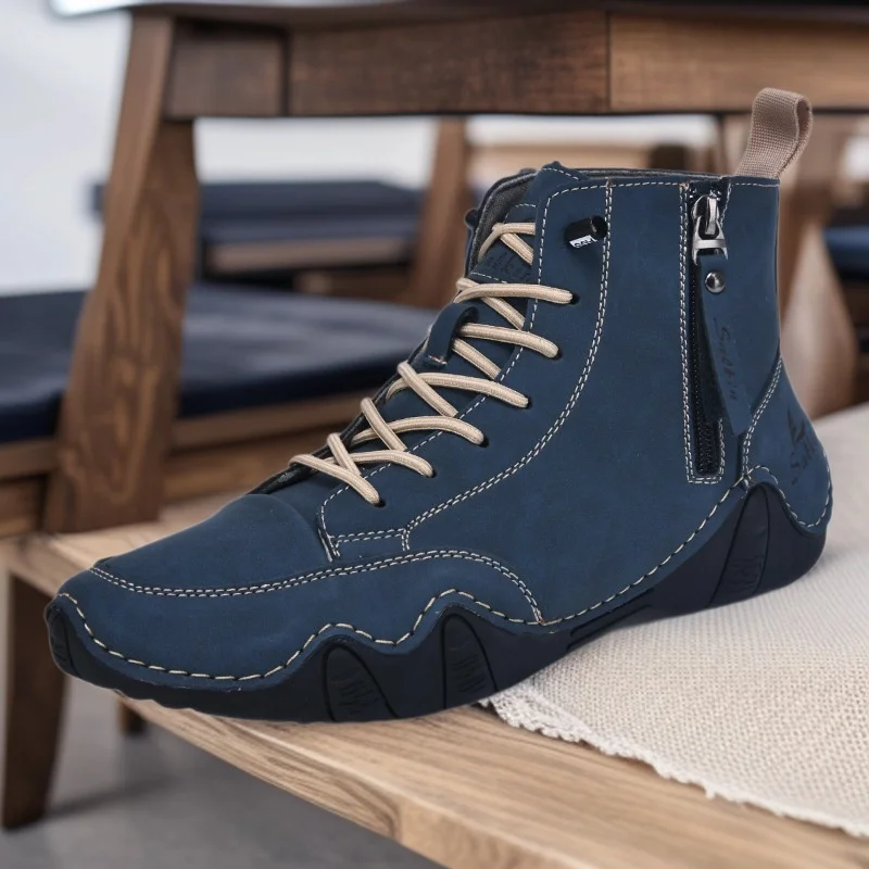 

Men's Plus Size Octopus High-Top Shoes Soft-soled Comfortable Hand-stitched Casual Shoes Outdoor Non-slip Laces-up Shoes