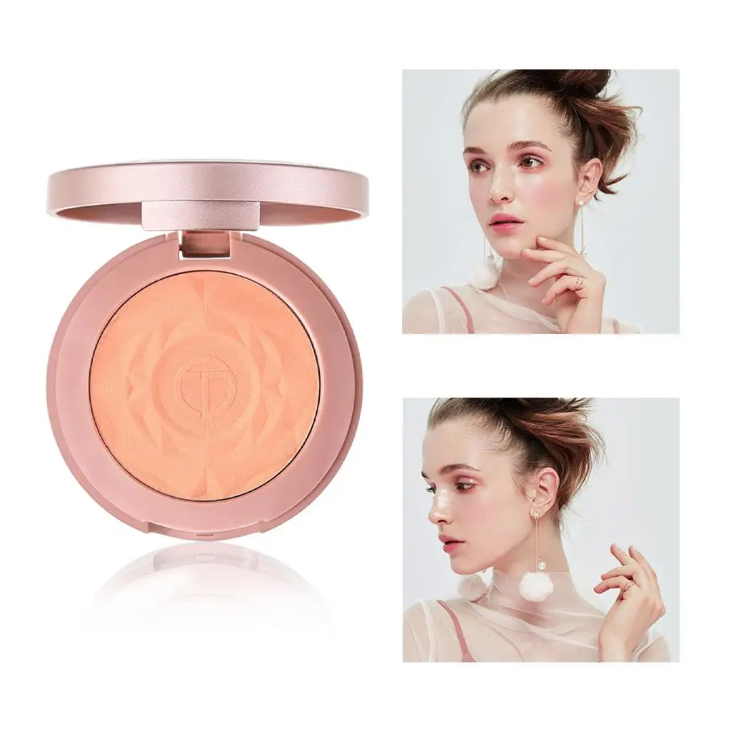 لوحة كريم أحمر الخدود متعددة الوظائف للوجه 3 في 1، فرشاة مرآة، بودرة مكياج صغيرة للنساء والفتيات والشفاه والعيون والأنف #4