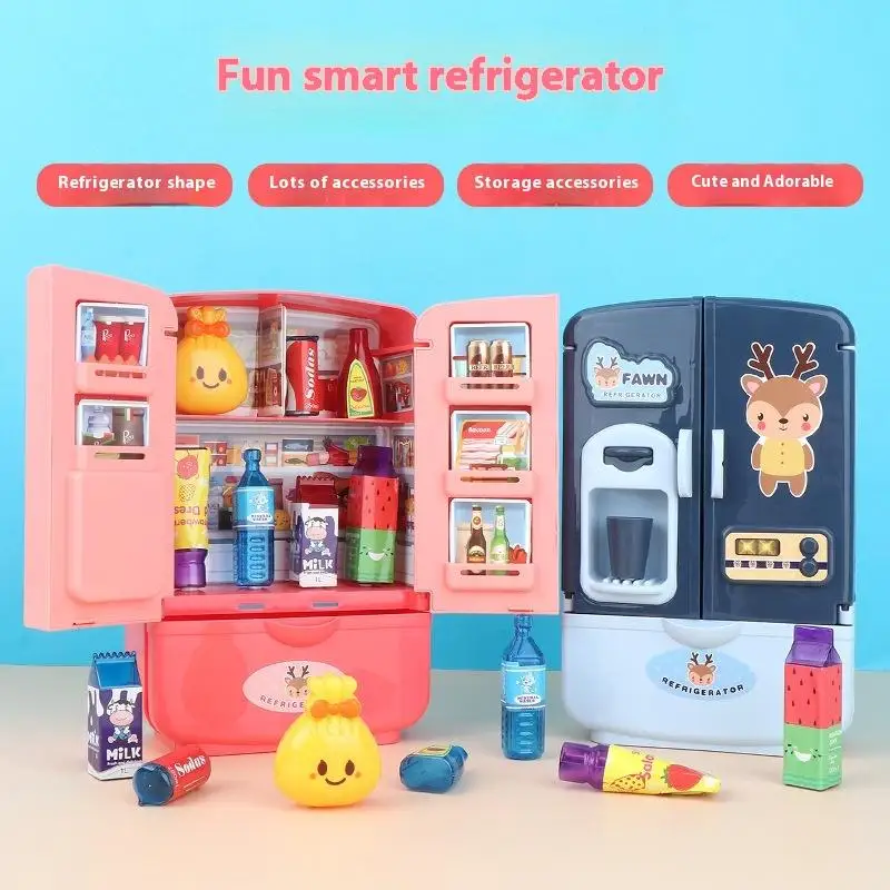 

1 Set Simulation Fridge Kitchen Furniture Pretend Play Educational Toy Mini Double Door Refrigerator Home Accessories Gift