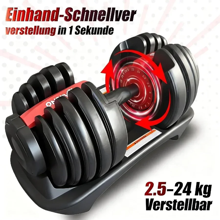15 Weight in 1 Adjustable Dumbbell 53LB with Fast Automatic Adjustable and Weight Plate for Body Workout Home Gym 24kg/53lb