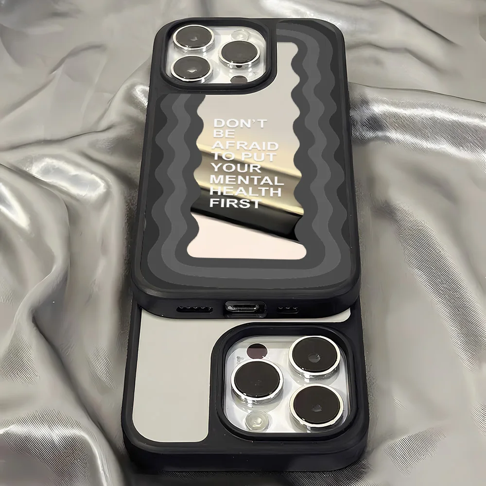 เคสโทรศัพท์ลายแฟชั่นพร้อมกระจกเงา สำหรับ iPhone 16 Pro Max, iPhone 11, 12, 13, 14, 15 Pro Max เคสซิลิโคนนิ่มกันกระแทก