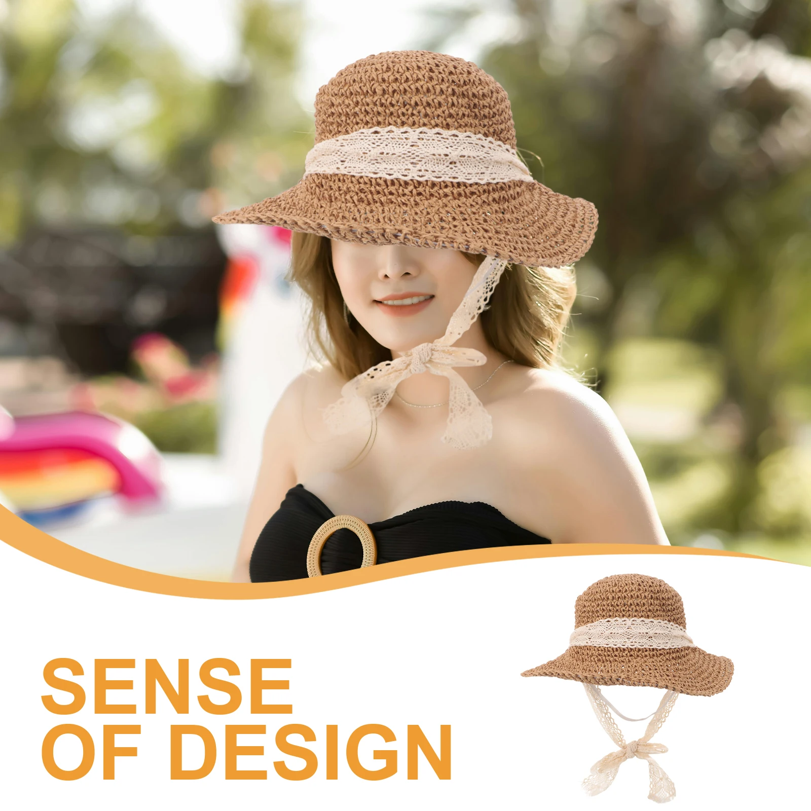 

Straw Hat Wide Brim Sun Protection Beach Cap Girls Child Adjustable Drawstring Outdoor Fishing Hiking Vacation Daily Wear Soft