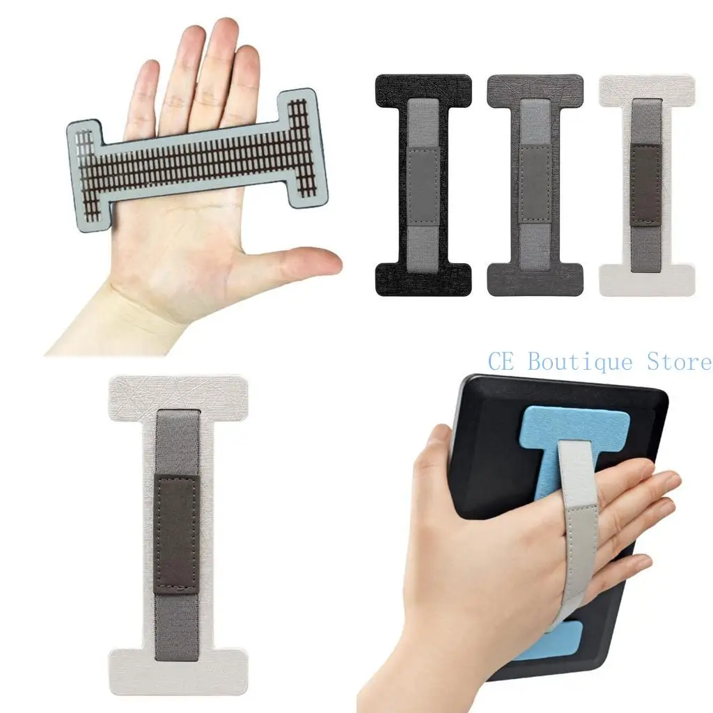 

652F Security Hand Strap Holder Finger Grip Leather Elastic Belt for Tablet for 9" to Small Tablets