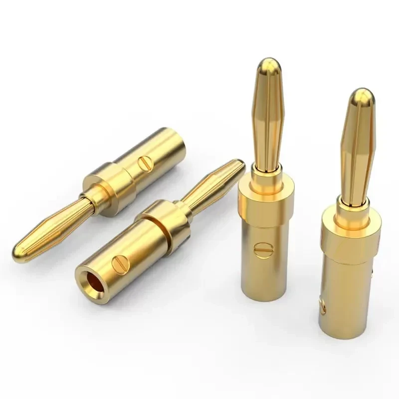 20 piezas/10 pares de enchufes Banana de tuerca de 4MM, conector chapado en oro de 24K con bloqueo de tornillo para conector de Audio y altavoz,