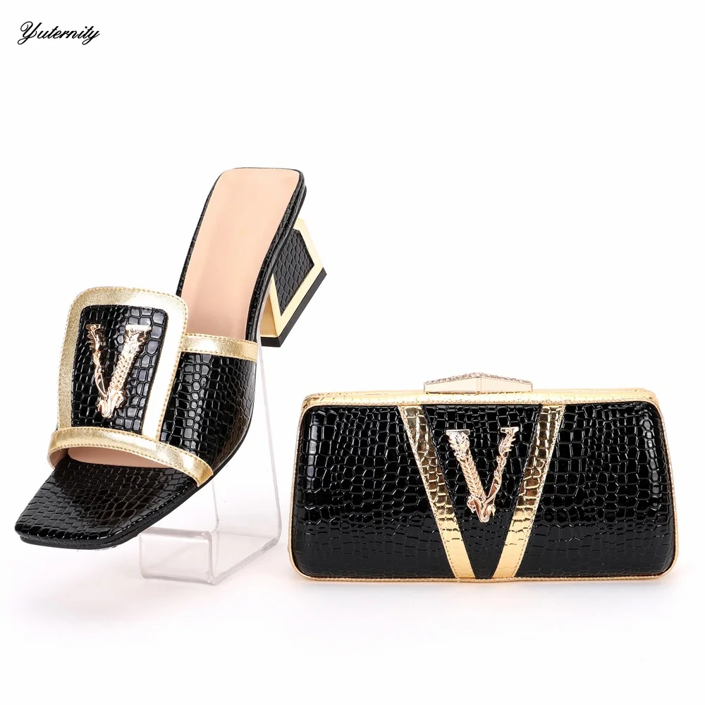 New Arrival Summer Style Elegant Shoes And Matching Bags Set High Quality Women Thin Heels Shoes And Bag Set For Church Dress