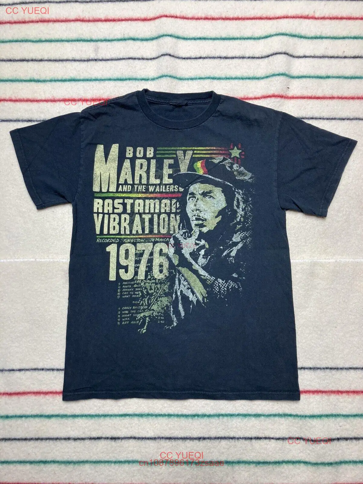 Camiseta Vintage con estampado de Bob Marley, camisa con licencia de rastaman vibration Zion medium, y2k