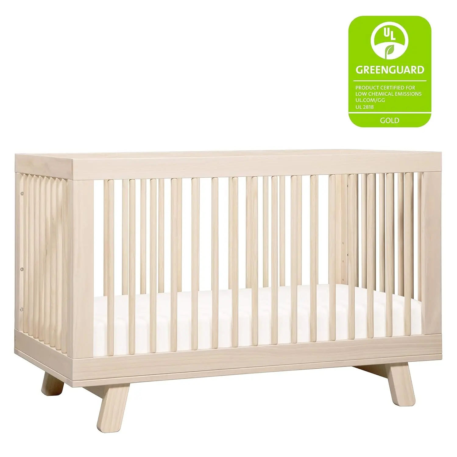 Babyletto Hudson 3-in-1 Convertible Crib with Toddler Bed Conversion Kit in Washed Natural Greenguard Gold Certified