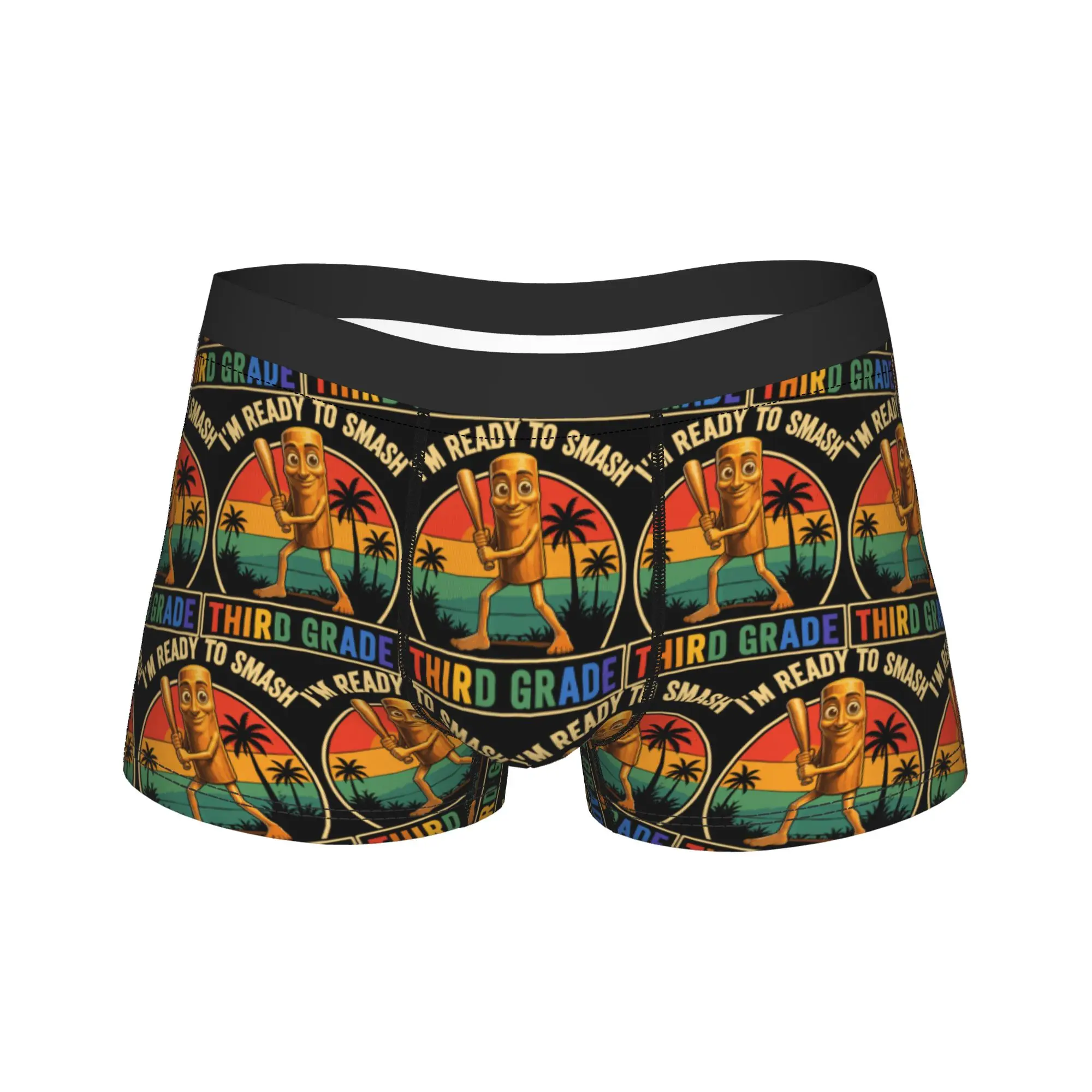 Back to School 3rd Grade Tung Tung Sahur Meme Underwear Male Panties Customs Comfortable Trunk Quality Boxer Brief Plus Size