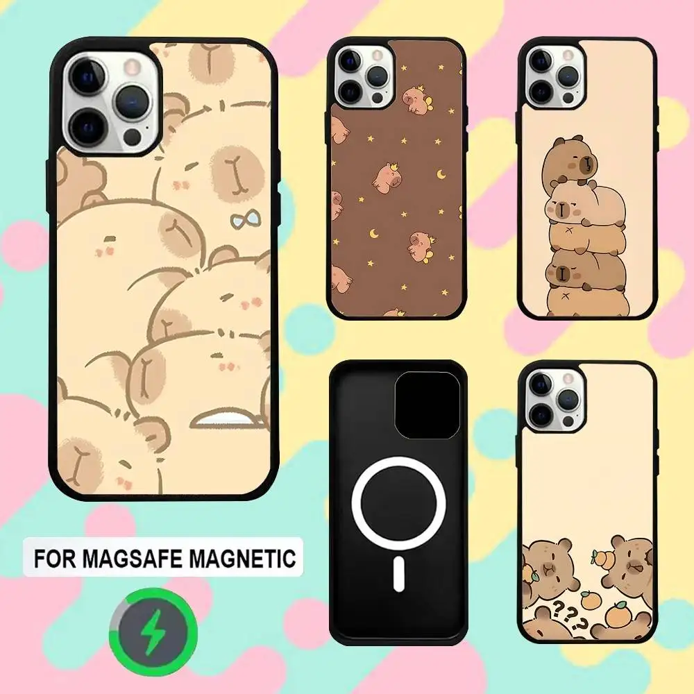 

Cartoon C-Capybara Cute Phone Case For iPhone 17,16,15,14,13,12,11,Pro,Max,Plus,Mini,SE4,E Magnetic Magsafe Wireless Charging