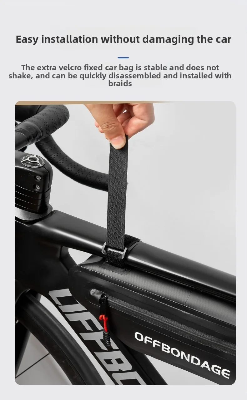 OFFBONDAGE 2L Fahrradtasche Dreieckstasche für Fahrradrahmen Wasserdichte MTB Rennrad Rahmentasche Unterrohrtasche – Detail 5