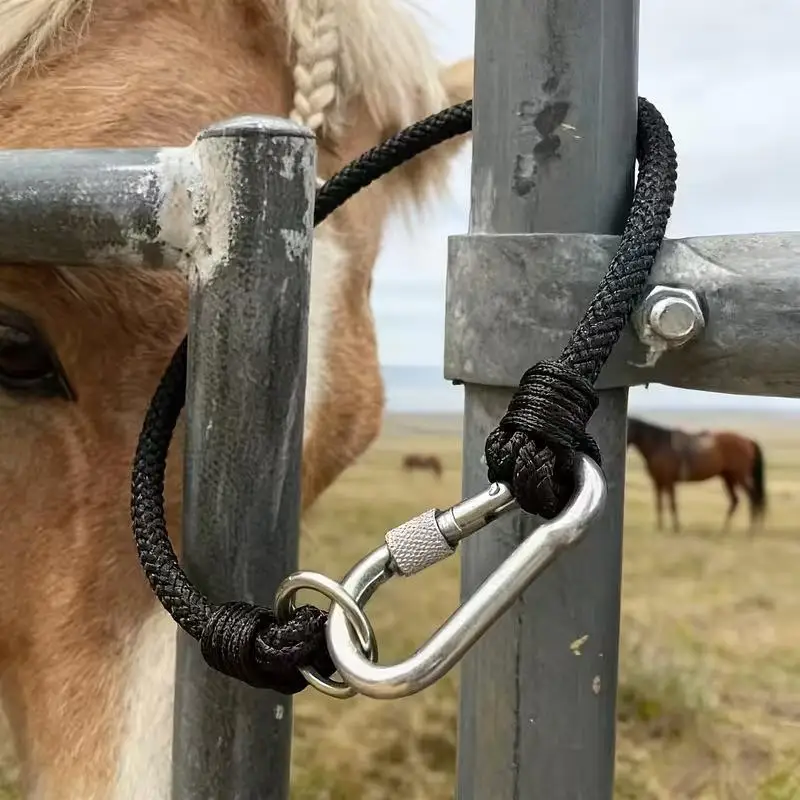 -Durable Braided Nylon Horse Rein Stable Door Tie with Heavy Duty Snap Hook Smooth Weaving Buckle for Daily Equestrian Care