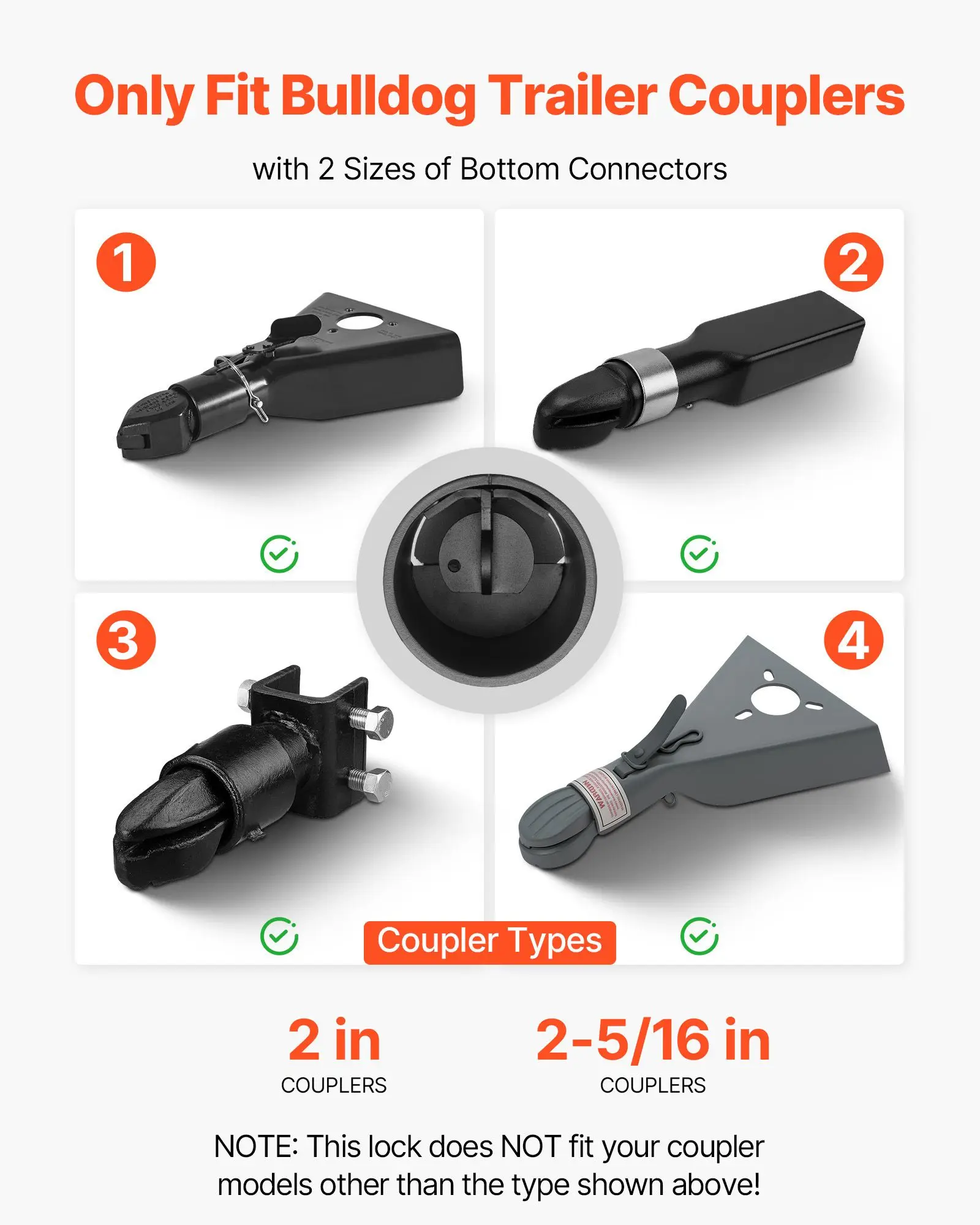Trailer Lock, Fits 2 & 2-5/16-Inch Bulldog Trailer Couplers, Heavy Duty Hitch Lock with 3 Keys Secures Security Chains, Corrision-resistant, Anti-Theft RV Trailer Locks for RV, Trailer, Boat
