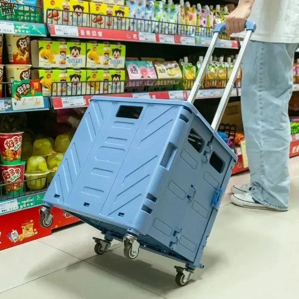 Foldable  Portable Rolling Trailer For Outdoor Shopping Trolley Lightweight Hand Pushing Picnic Camping Cart For Climbing