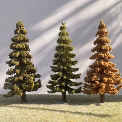 12 cm hoge simulatie dennenboom model mini herfst winter groenblijvende boom landschap groen materiaal model trein spoorwegindeling