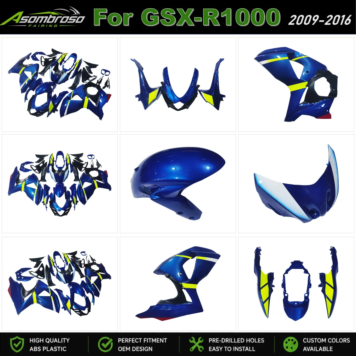 Complete Fairing Kit For Suzuki GSX-R1000 K9 L0-L6 2009 2010 2011 2012 2013 2014 2015 2016 ABS Plastics Motorcycle Bodywork