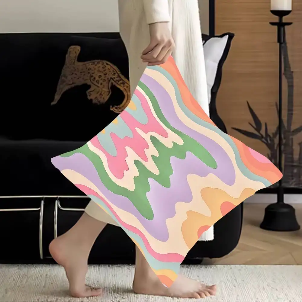 

Colorful Waves Cushion Cover Pillowcase Upholstery Sofa Throw Pillow Home Decor Pillowcas