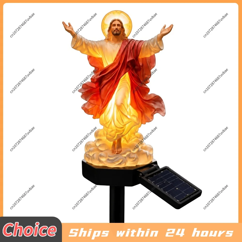 Solar-Powered Lighted Jesus Figurine with Glowing Night Lamp & Versatile Secure Design for Garden Patio Lawn Decoration view 2