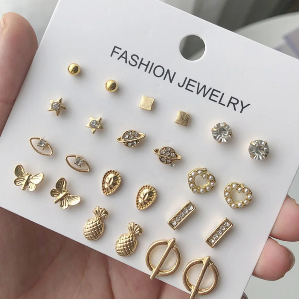 12 Pairs Fashion Selling Suits Stud Earrings Contracted 12 Woolly Flowers Stud Earrings Earrings Suit Earrings