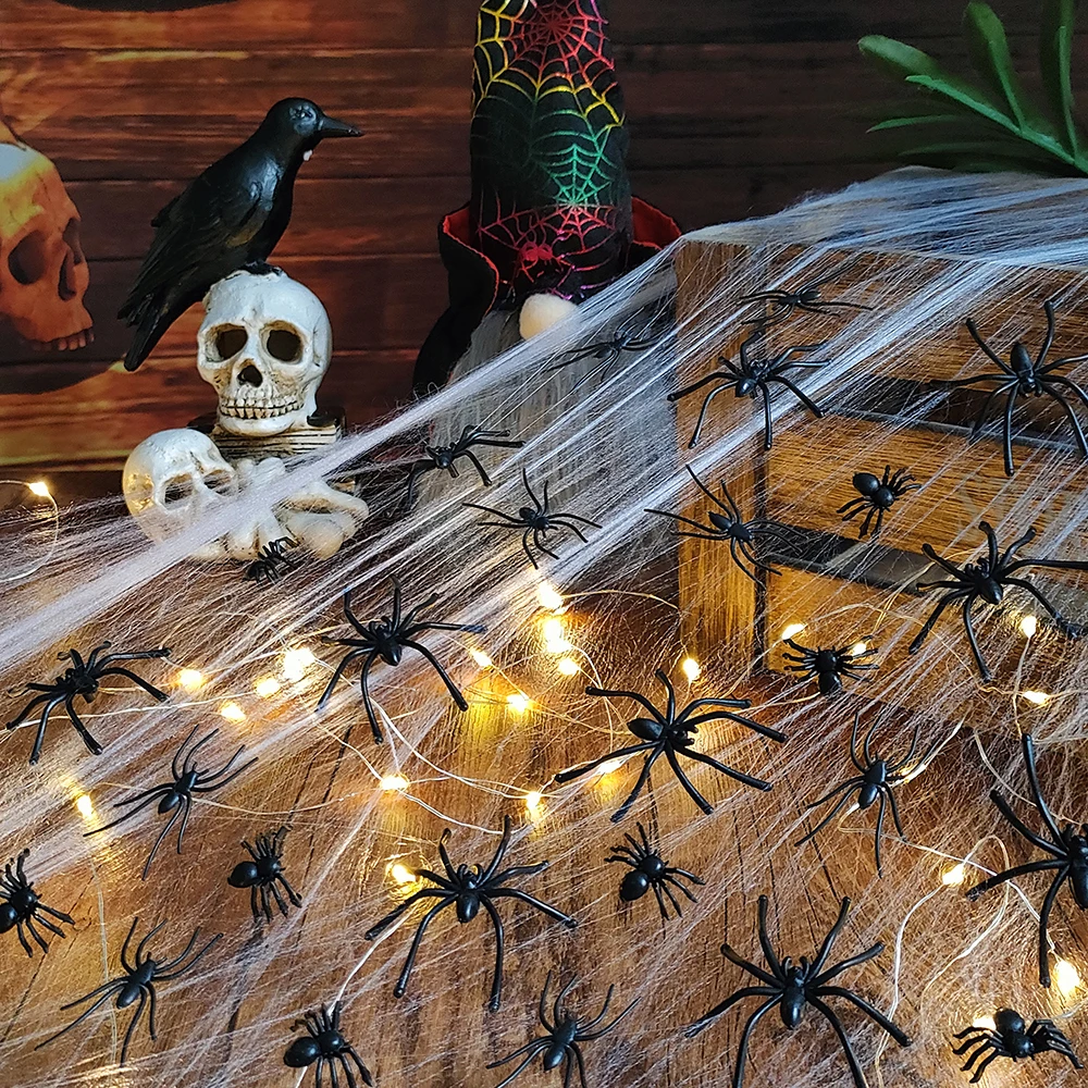 50/100pcs Halloween Spiders Decoration Realistic Plastic Mini Black Spider Simulation Tricky Toy Haunted House Fake Spider Decor