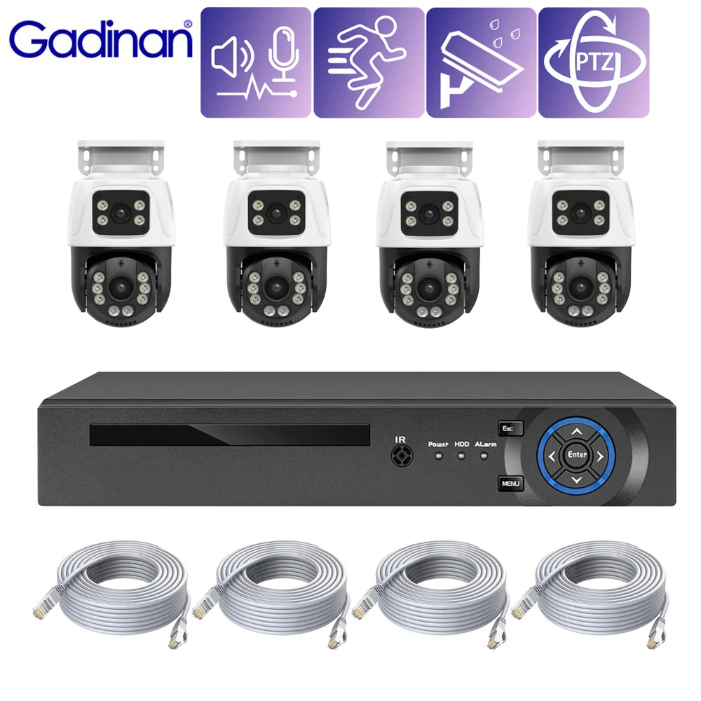 

Gadinan 4/8CH 48V POE NVR Kit Outdoor Waterproof Dual Lens PTZ IP Camera 6MP Smart Home Security System Video Surveillance Set ﻿