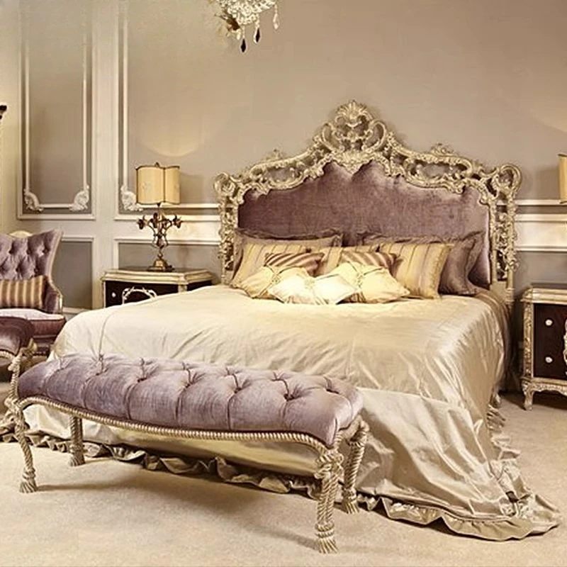 

Неоклассическая тканевая кровать 2 метра 2,2 метра, двуспальная кровать для спальни на вилле, изготовление на заказ