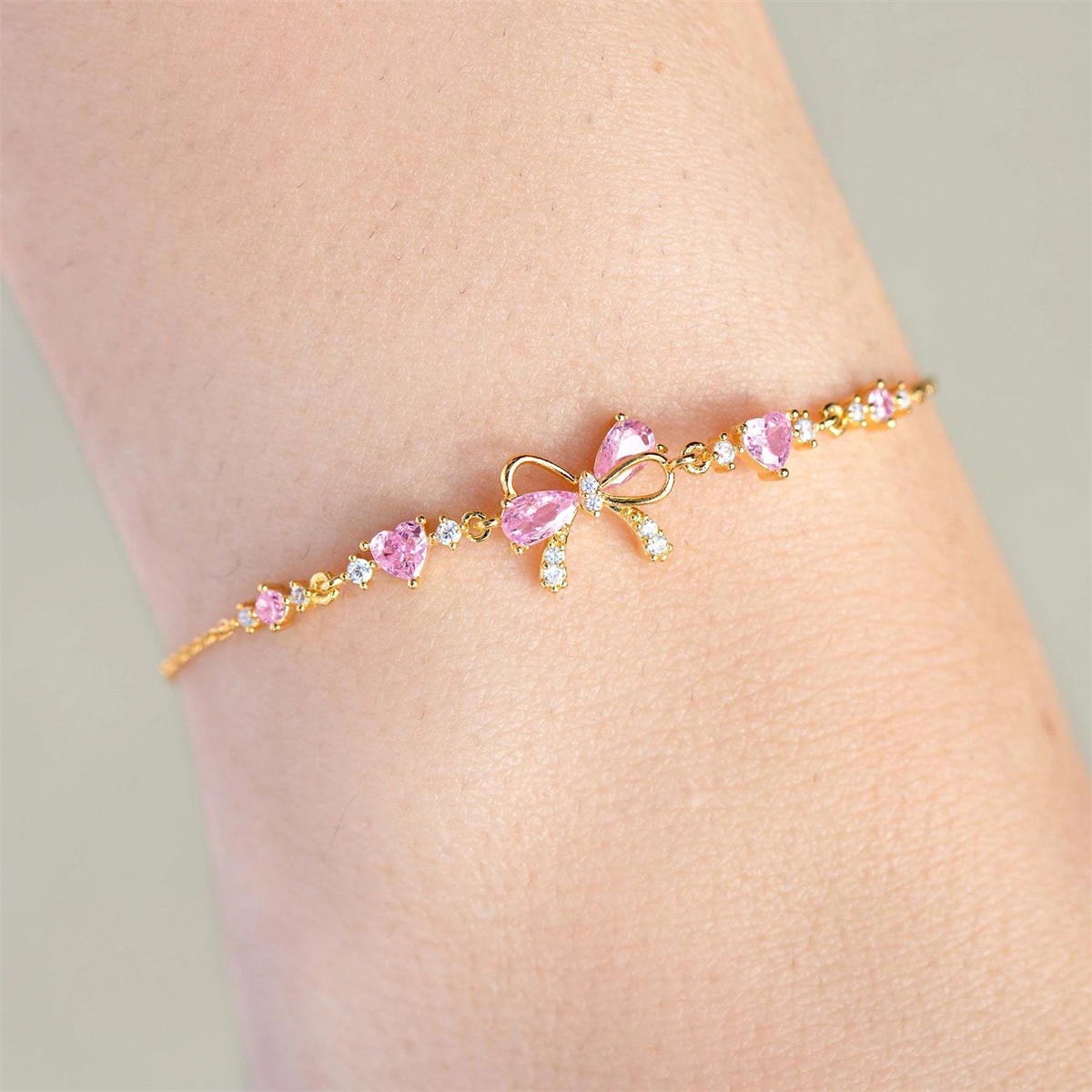 Cute and Sweet Instagram Style Women's Bracelet Love Zircon Butterfly Festival Bracelet Women's Valentine's Day Gift Jewelry