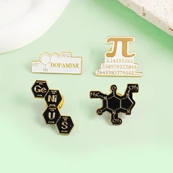 Chemical Molecule Science Brooches Dopamine Ge 3.1415926 Chemical Mathematics Black White Enamel Pins Lapel Badges Jewelry