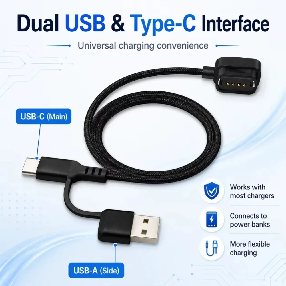 12 For Di2 EW-EC300 Charging Adapter 2m For Braided USB C To A Cable For Electronic Shifting System Bicycle Maintenance Tool