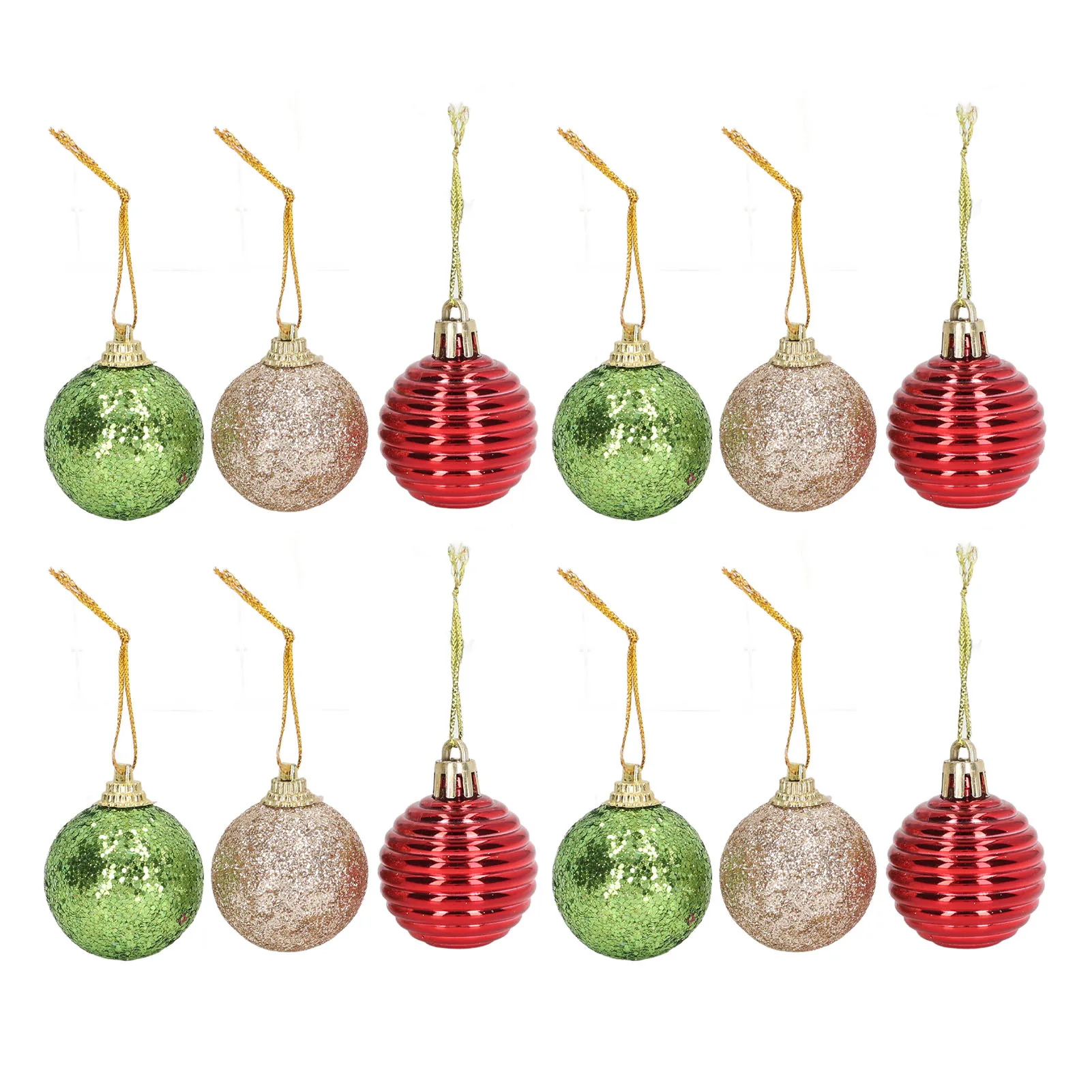 

30Pcs Christmas Tree Balls Ornaments Red Golden Green Shatterproof Plastic Christmas Ball Decoration For Child Xmas Gift