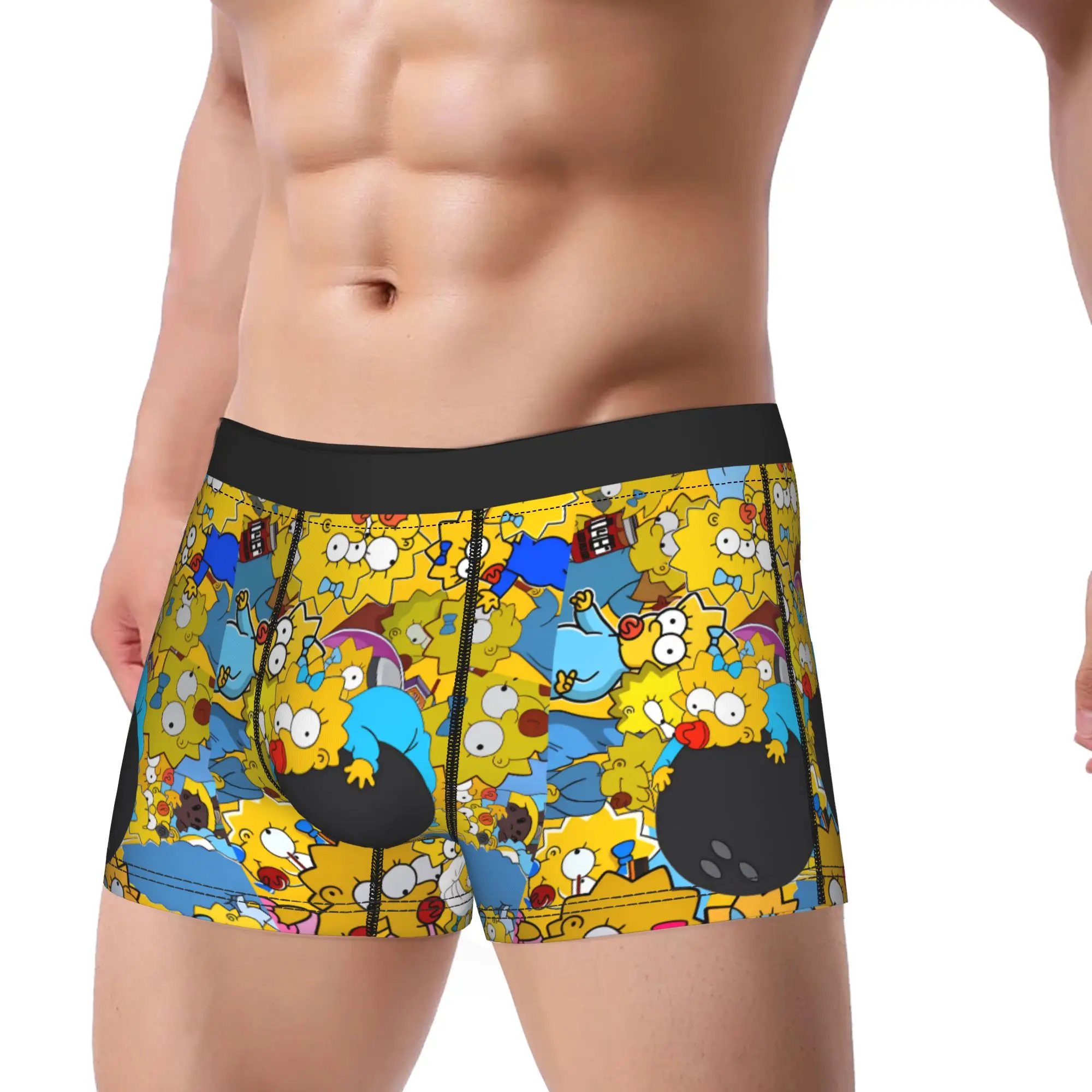 Maggie S-Simpsons Baby Repeat Pattern Underwear  Custom Boxershorts High Quality Male Underpants Comfortable Shorts Briefs Gift