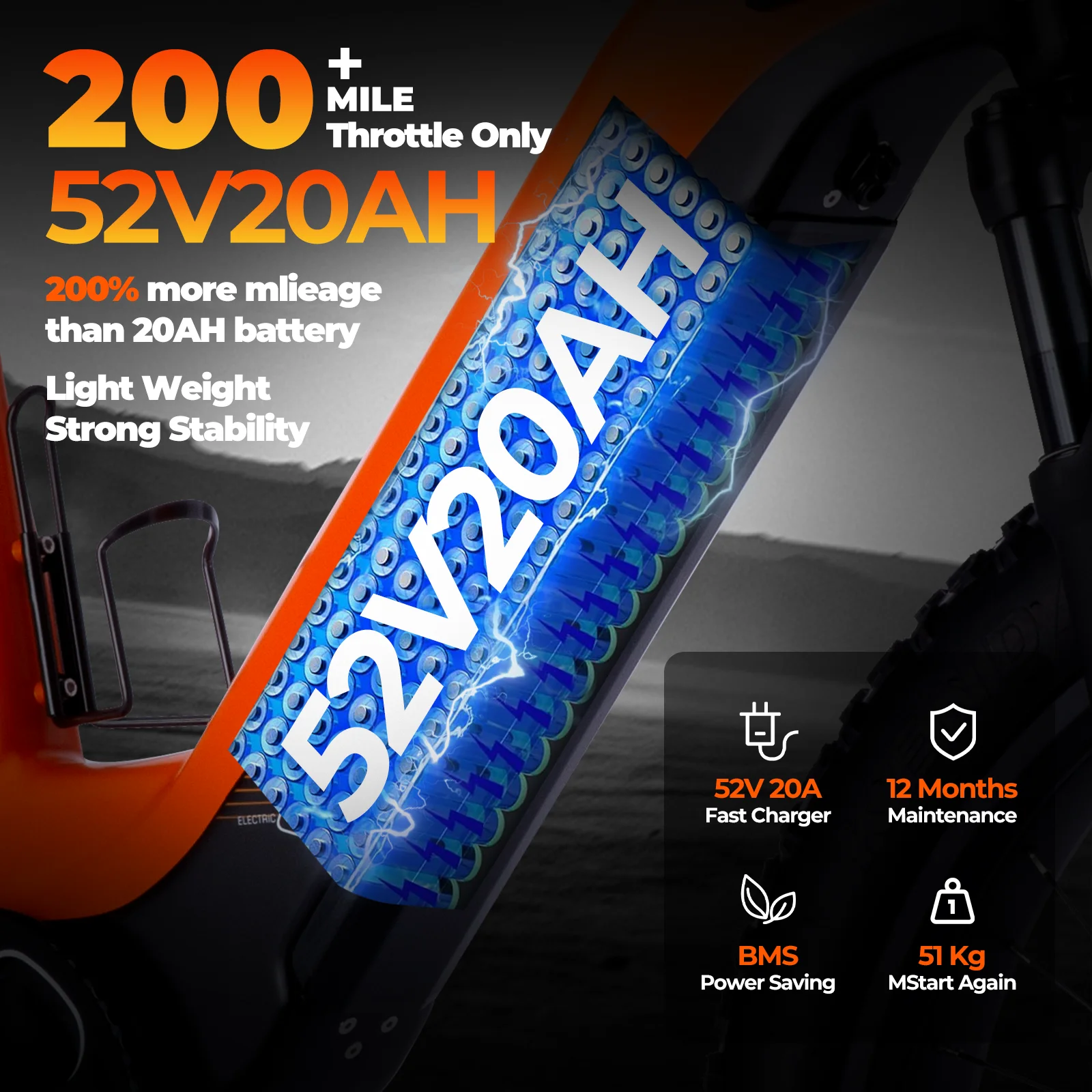 دراجة كهربائية للطرق الوعرة 750 وات 52 فولت 17 أمبير 26 بوصة 4.0 إطار عريض مع منفذ USB وشاشة LCD لتطبيق بلوتوث 9 سرعات #3