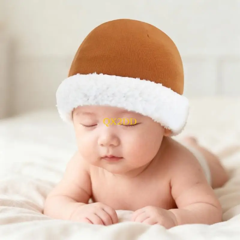 QX2D Lamb Fleece Infant Hat Warm Design Soft Breathable Hat for Newborn Headwear in Winter Season