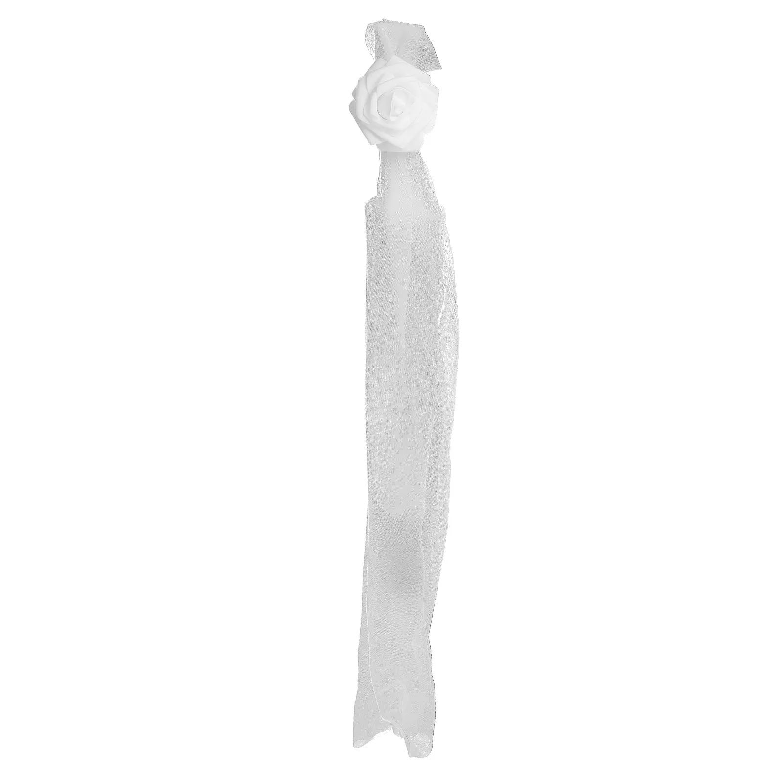 Artificial Floral Chair Sashes White Flower Tulle Tie for Wedding Church Ceremony Banquet Party Decoration Decorative Chair Bows view 4