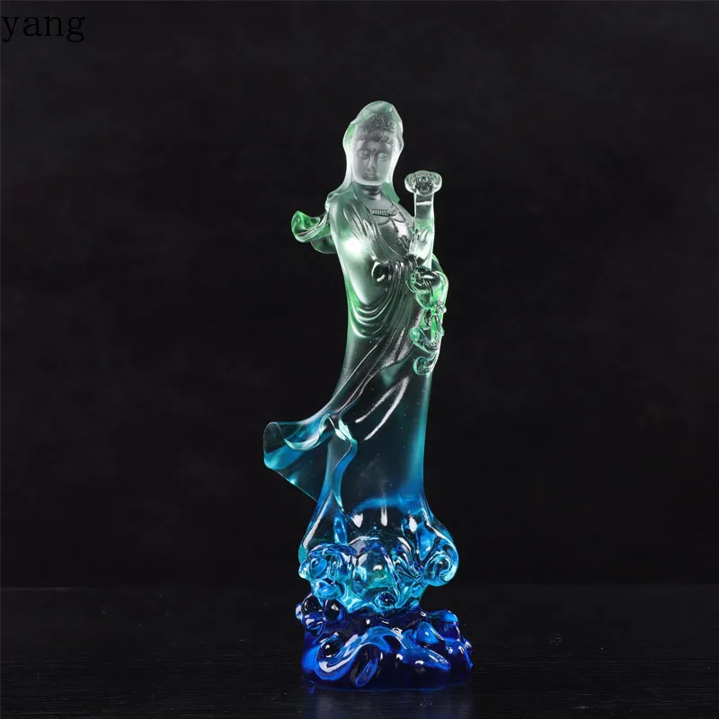 LMM ancient dewaxing glazed Buddha statue gradual change Ruyi Guanyin image adjustable