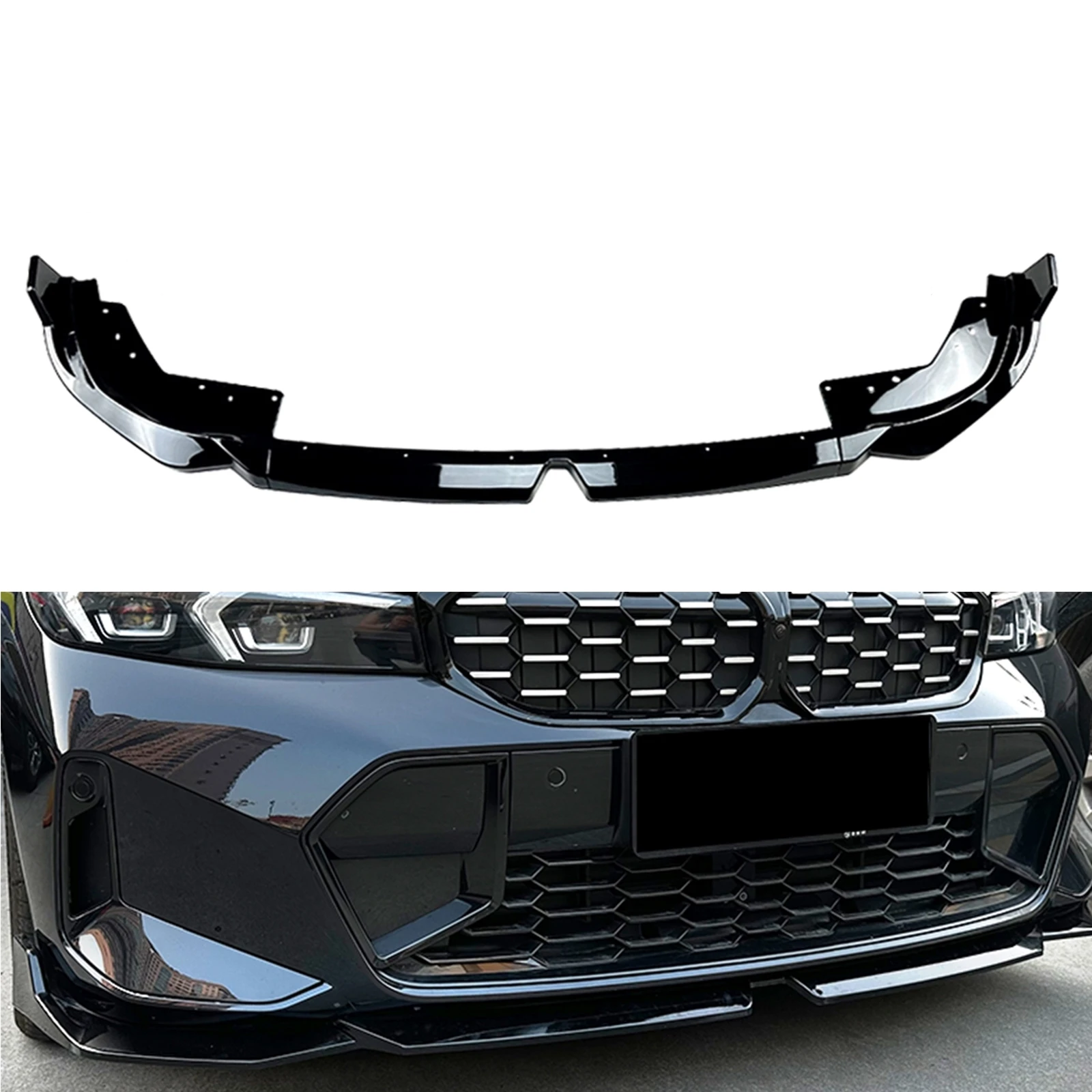 

Front Bumper Spoiler Lip For BMW 3 Series G20 LCI M Sport 320i 325i 2023+ Carbon Fiber Look/Gloss Black Car Lower Splitter Blade