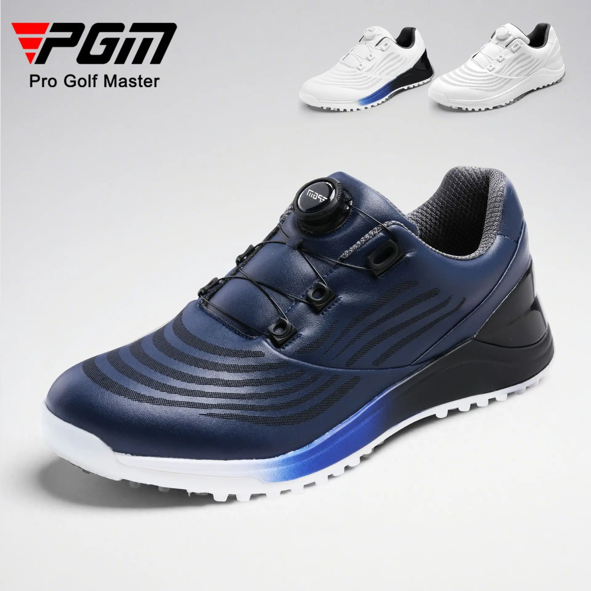 PGM Men Golf Shoes BOA Rotating Knob Waterproof Spikeless Sneakers Anti-slip Cushioned Microfiber Leather Outdoor Golf Training