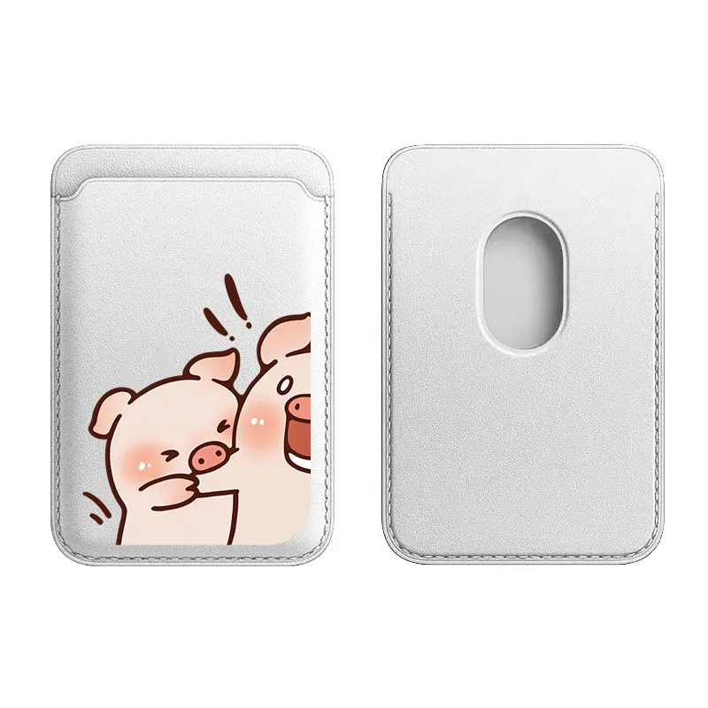 

Luxury Cute Pig Artificial Leather Cartoon Pattern Card Holder Magnetic For iPhone For Samsung Galaxy For MagSafe Wallet Cover