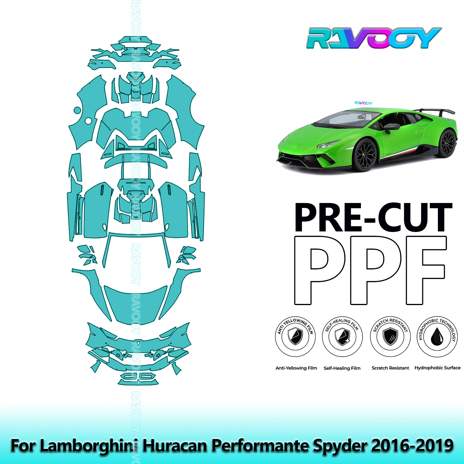

8,5 мил, полностью вырезанная защитная пленка для автомобиля PPF для Lamborghini Huracan Performante Spyder 2016-2019