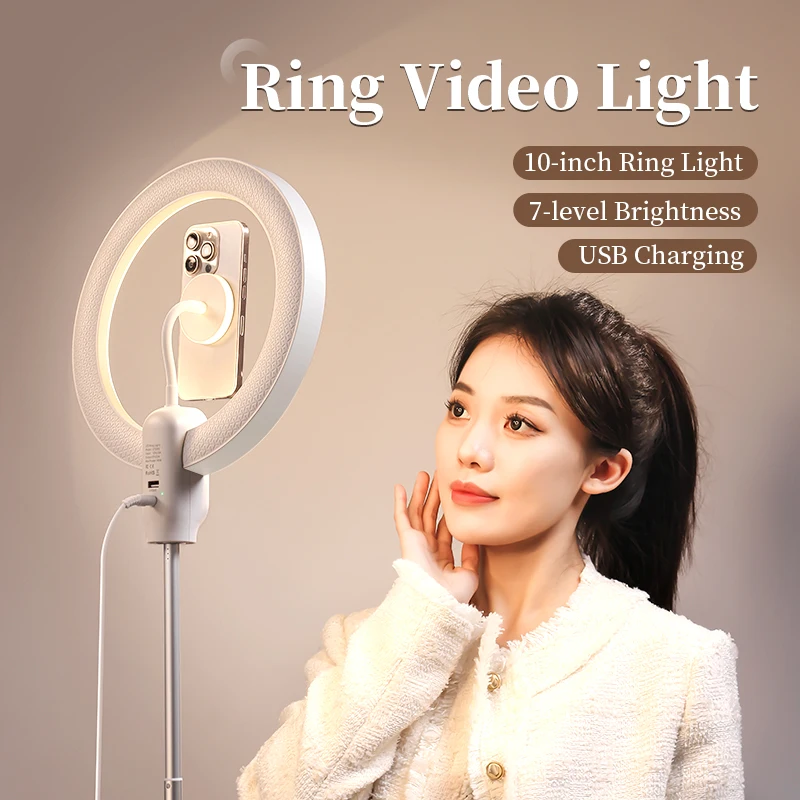 Ulanzi LT030 Ring Video Light 10-in 7 Level Brightness Photography Light Magnetic for Phone Mount with Tripod for Live Selfie