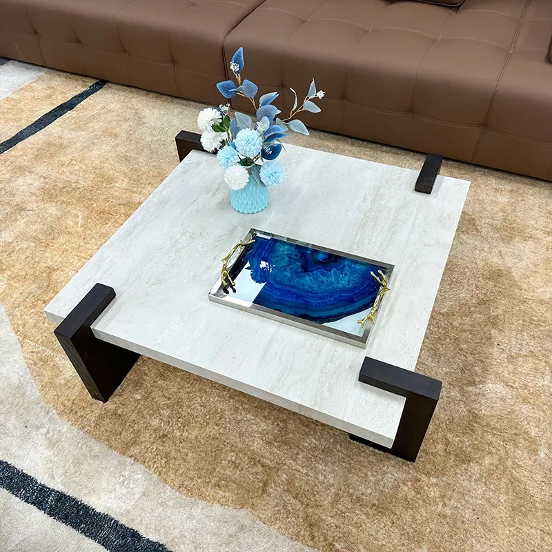 Table basse en dalle de roche, style médiéval, luxe, minimaliste, haut de gamme, wabi-sabi, vent, salon, ménage, petit appartement