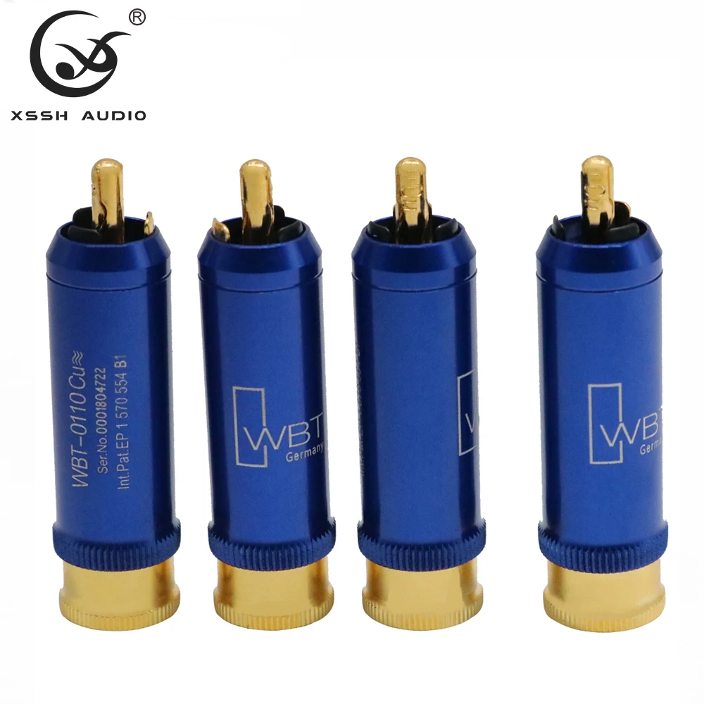 Konektor RCA XSSH YIVO Hi-End HIFI OEM ODM DIY Tembaga Murni Berlapis Emas Pria 10Mm Diameter Maks Colokan RCA Jack untuk Kabel Audio